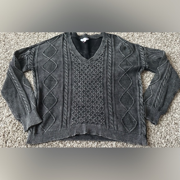 No Boundaries Sweaters - No Boundaries 100%Cotton long Sleeve Sweater-Textured Cable & Diamond Knit